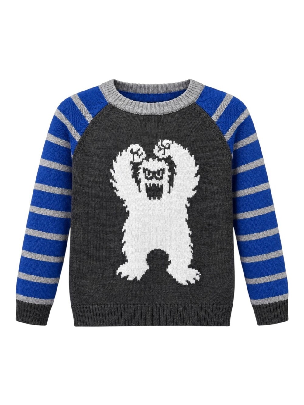 Hanna Andersson Kids Yeti Abominable Snowman Gray Blue Cotton Sweater Boys 130 8